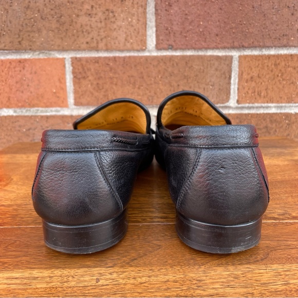 Johnston & Murphy Loafer Dress Shoes Mens 11 Black Genuine Ostrich Made In Italy - Picture 11 of 15